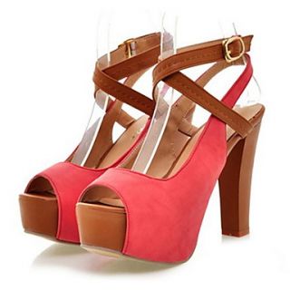 Faux Leather Womens Chunky Heel Peep Toe Sandals Shoes(More Colors)