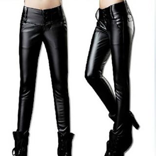 Womens High Waist PU Leather Skinny Sexy Pants