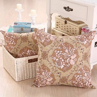 16 Square Floral European Beige Pillow With Insert