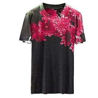 Mens Round Collar Short Sleeve Chinese Wind Dirty Dyeing T shirt
