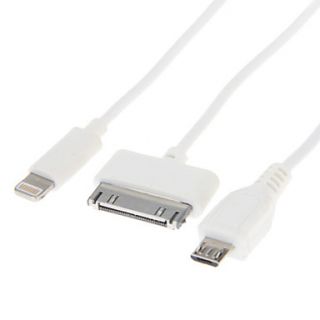 3 in 1 USB 2.0 Male to 30 Pin/8 Pin/Micro USB 2.0 Male for iPhone4/iPhone5/Samsung/HTC(1.0m)