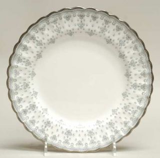Spode Fleur De Lys Grey (Bone,Platinum Trim) Salad Plate, Fine China Dinnerware