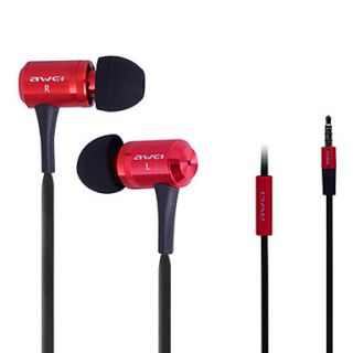 ES100i awei Super Bass In Ear Earphone with Mic and Remote for Mobilephone/PC/