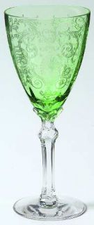 Fostoria Versailles Green Wine Glass   Stem #5098,Etch #278, Green