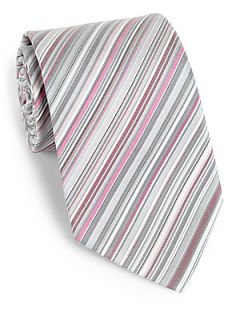 Paul Smith Diagonal Stripe Silk Tie   Pink