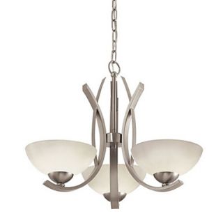 3 Light Painted Brushed Nickel Incandescent Foyer Pendant