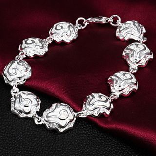 High Quality Beautiful Silver Silver Plated Flowers Linked Charm Bracelets