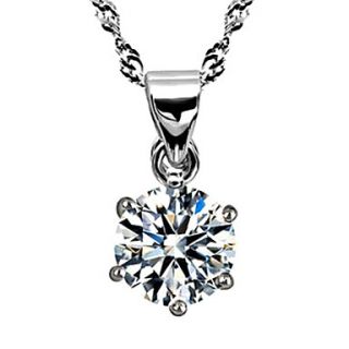 Graceful Big Diamond Platina Womens Slivery Pendant Necklace (1 Pc)