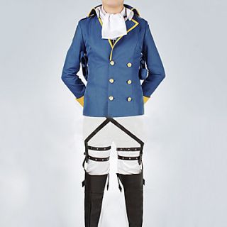 Attack on Titan Rivaille Levi Blue Uniform Cloth Cosplay Suit With 2 Badges