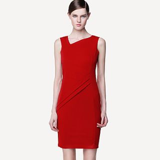 Missmay Womens V Neck Folds Details Knee Length Dress