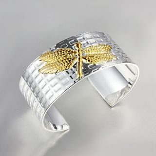 High Quality Punk Silver Silver Plated Gold Plated Dragonfly Carved Cuffed Bracelets