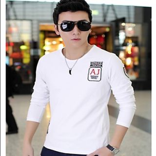 Mens Korean Handsome Round Collar AJ Stamp T Shirts