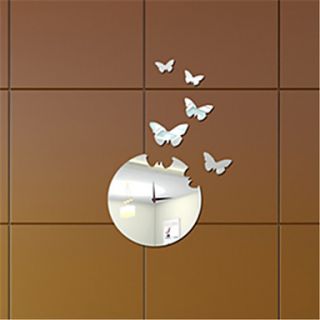22H Modern Style Butterfly Mirror Wall Clock