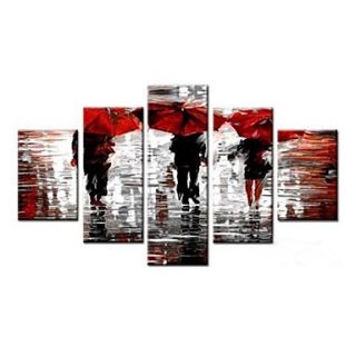 Hand Painted Oil Painting Modern Abstract with Stretched Frame Set of 5