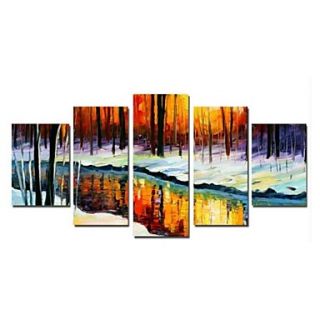 Hand Painted Oil Painting Modern Knife Landscape with Stretched Frame Set of 5