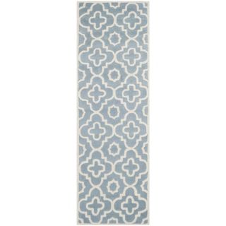 Safavieh Handmade Moroccan Chatham Blue/ Ivory Wool Rug (23 X 7)