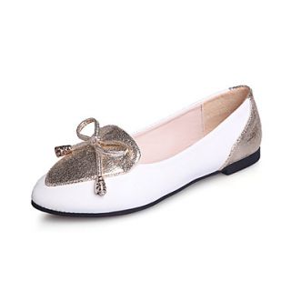 Leatherette Womens Flat Heel Ballerina Flats Shoes with Bowknot(More Colors)