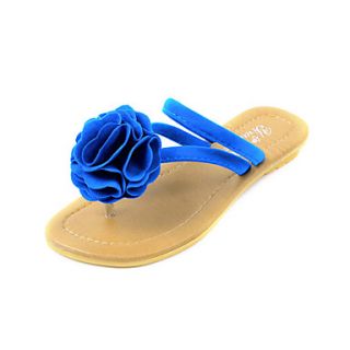 Leatherette Womens Flat Heel Flip Flops Sandals Shoes with Flower(More Colors)