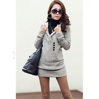 Womens Hooded Long Sleeved Cashmere Knit Dress