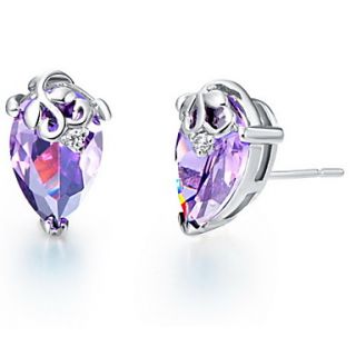 Elegant Silver Plated With Cubic Zirconia Drop Womens Earrings(More Colors)