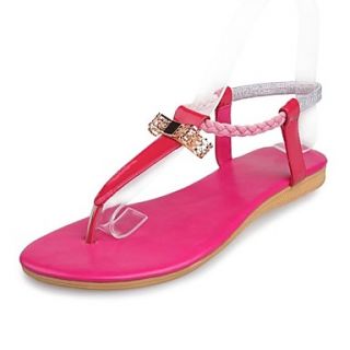 Patent Leather Womens Flat Heel Flip Flop Sandals with Bowknot Shoes(More Colors)