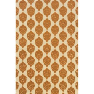 Indoor/ Outdoor Ivory/ Orange Area Rug (53 X 76)