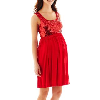 Maternity Sequin Bodice Dress, Red