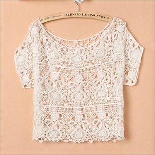 Womens Lace Crochet Sleeveless Short Blouses