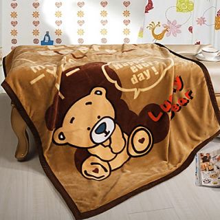 LIONSUZ Naughty Bear Flannel Double Deck Kids Blanket(Screen Color)