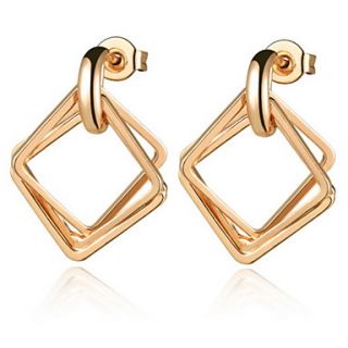 Simple Gold Or Silver Plated Rhombus Cut Womens Earrings(More Colors)