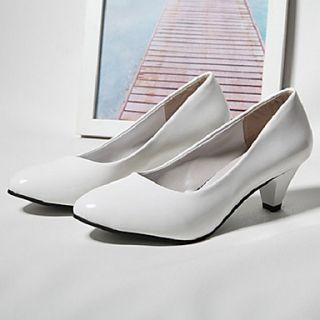 Hushan Womens Stylish Soild Color Mid Heel Shoes(White)