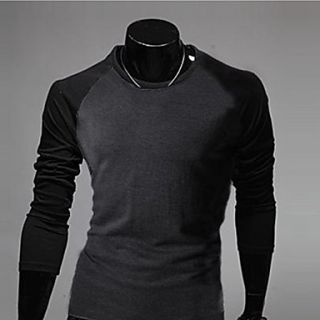 Mens Contrast Color Long Sleeve Casual T Shirt