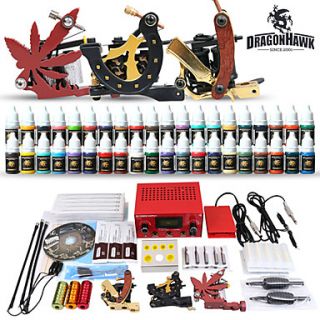 Professional Tattoo Kit 3 Top Machines 40 Color Inks Power