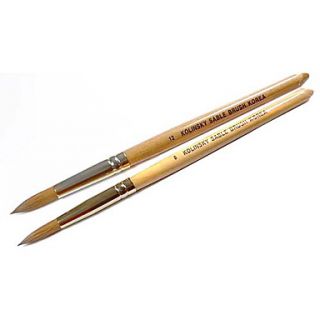 2PCS Large Size Kolinsky Hair Nail Art Acrylic Pen Brush Woohen Handle