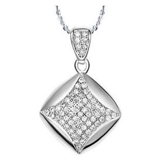 Vintage Diamond Shape Womens Slivery Alloy Necklace(1 Pc)
