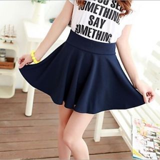 Womens Pleated Pure Color Mini Skirt
