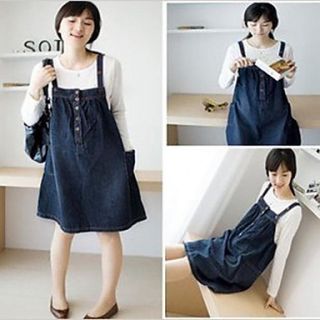 Maternity Jean Overalls Dress with Pocket