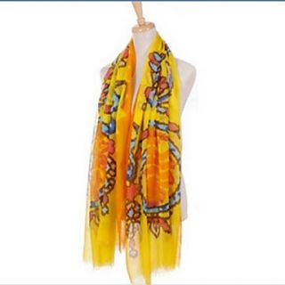 Womens Abstrict Picture Long Chiffon Scarf