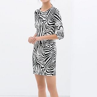 Womens Zebra Printed Slim Dress