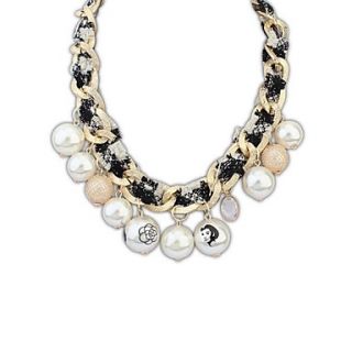 European Fashion Style (Rounds) Imitation Pearl Chain Statement Necklace (Screen Color) (1 pc)
