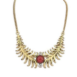 European Vintage Leaves Beaded Plated Alloy Statement Necklace (More Color) (1 pc)