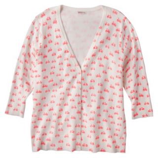 Merona Womens Plus Size 3/4 Sleeve V Neck Cardigan Sweater   Cream/Pink 2