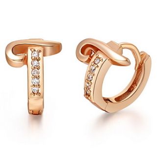 Special Silver And Gold Plated With Cubic Zirconia Letter T Womens Earring(More Colors)