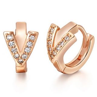 Special Silver And Gold Plated With Cubic Zirconia Letter V Womens Earring(More Colors)
