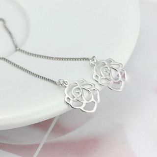 Fashion Rose Ear Thread Sterling Silver Platinum Plated Earring