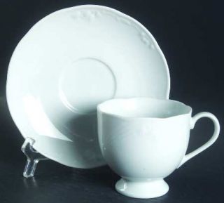 Studio Nova Petite Lily Footed Cup & Saucer Set, Fine China Dinnerware   All Whi