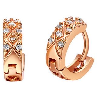 Simple Silver And Gold Plated With Cubic Zirconia Grids Womens Earring(More Colors)