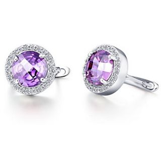 Stylish Silver Plated Silver With Cubic Zirconia Round Womens Earring(More Colors)