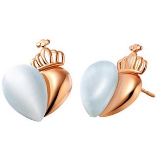 Elegant Gold Plated Gold With Opal Crown Womens Earring(More Colors)