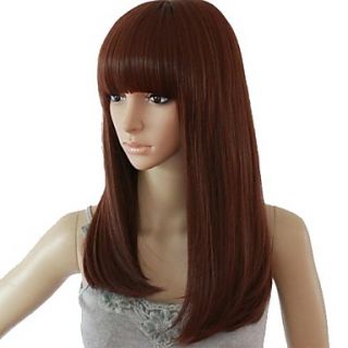Women Stylish Hair Long Straight Synthetic Full Bang Wigs 4 Colors Available